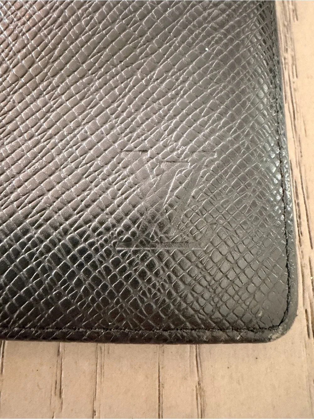 Louis Vuitton Black Textured Leather Long Card & Key Holder